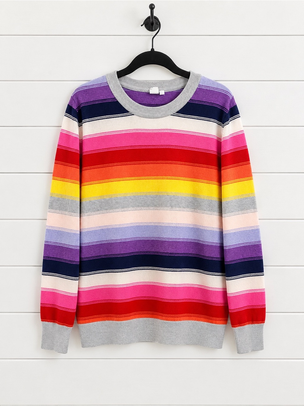 GAP Striped Crewneck Sweater in Purple, Pink, Red, Yellow, Navy, Gray, Cream